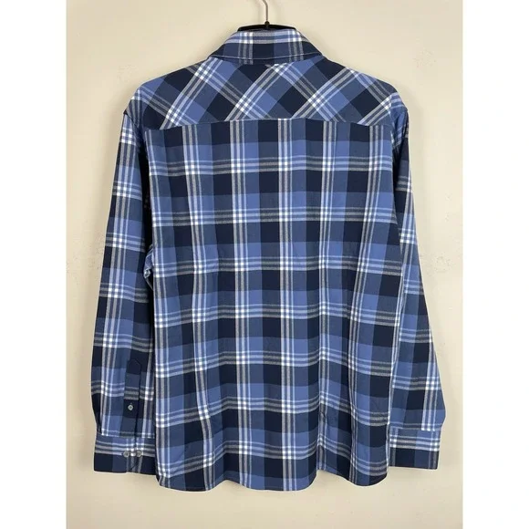 NEW Mizzen+Main City Flannel Shirt Men's XL Classic Denim Blue William Plaid - Picture 3 of 9